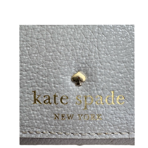 Kate Spade Pebbled gray leather long wallet snap closure zipper pouch embossed - Picture 5 of 12